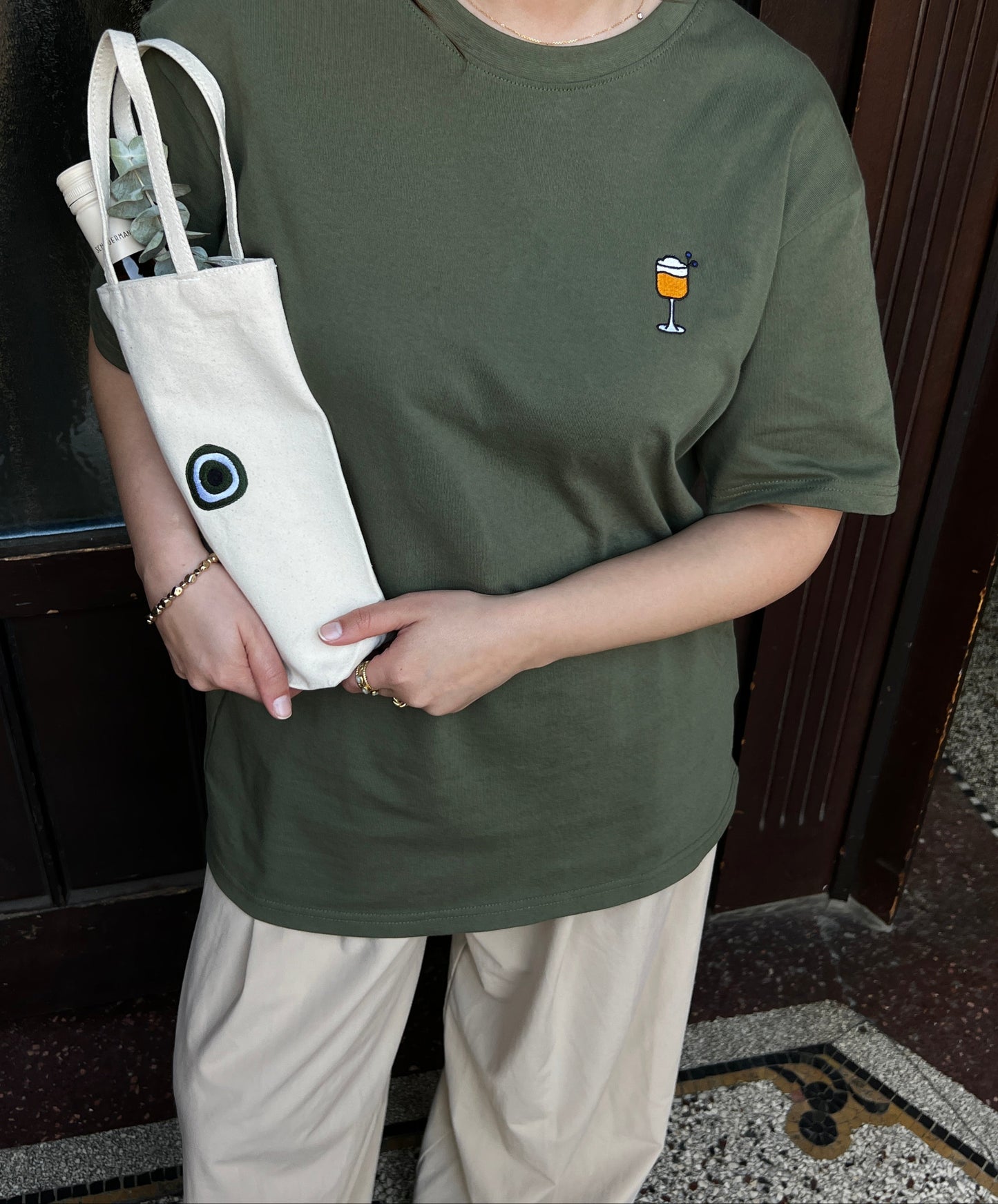 cotton tote bottle bag